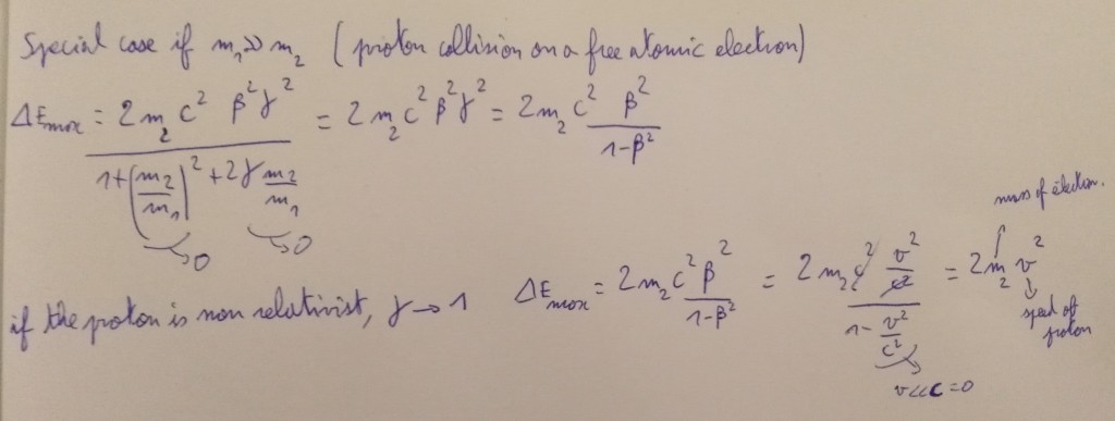 case proton on electron energy transfert